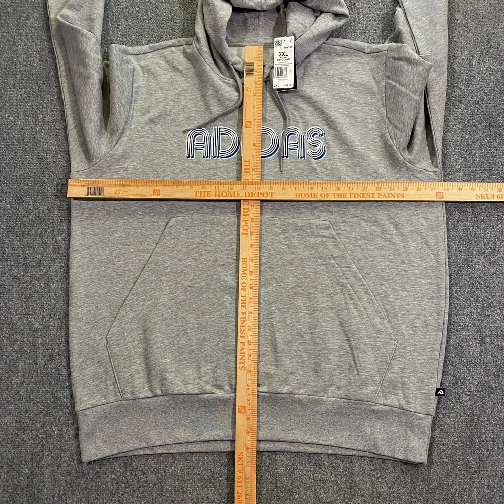 Adidas 3D Retro 70s Striped Logo Hoodie Mens XXL Gray Spell Out Disco Groovy NWT